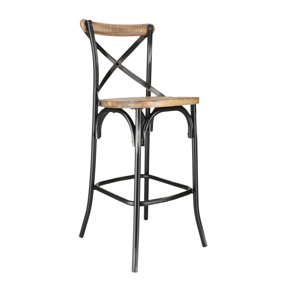 DL CROSS Black vintage Wooden indoor bar stool